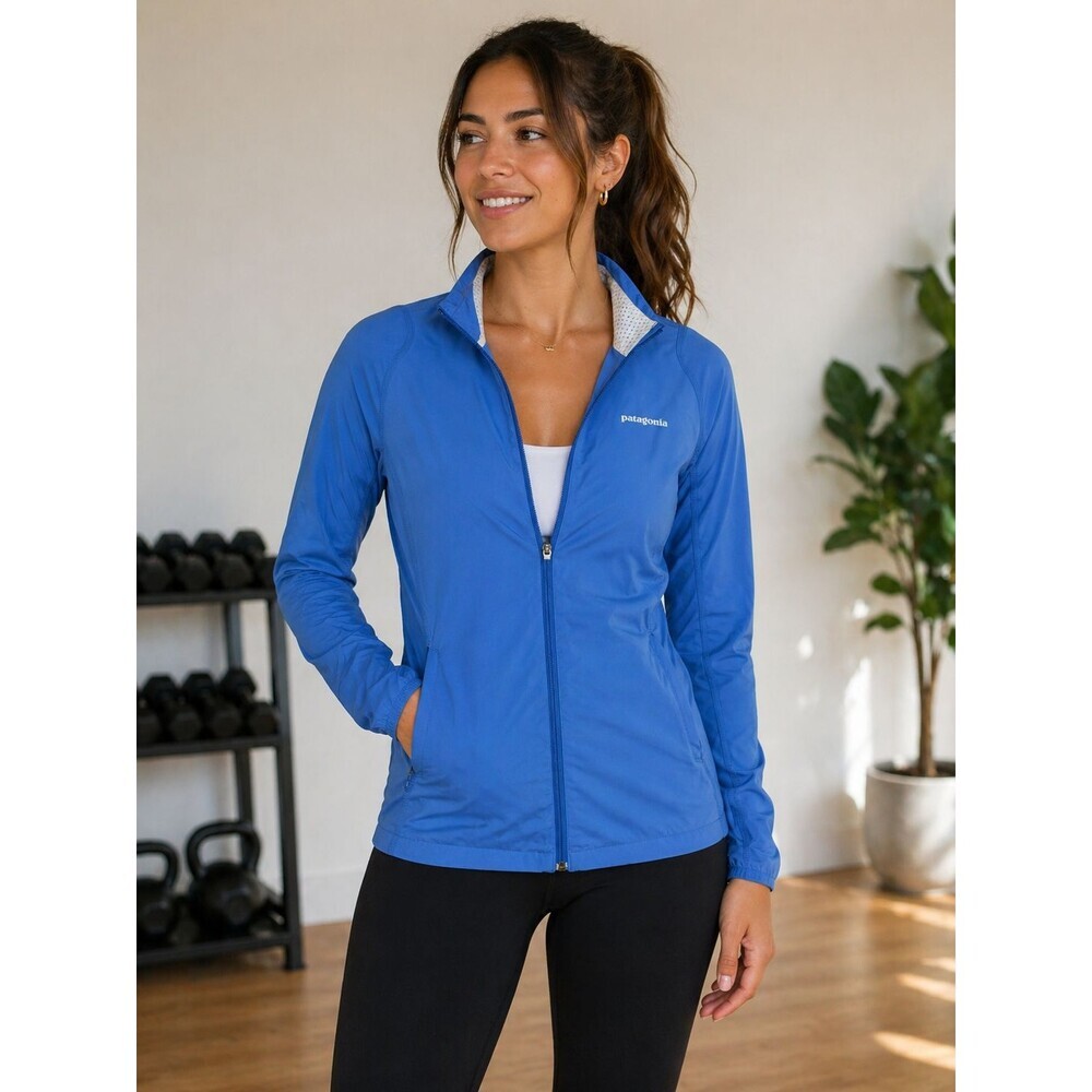 Patagonia Full Zip Lightweight Softshell Jacket Coat Women’s XL Blue Running